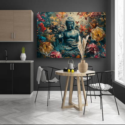 Mediterende Boeddha in Lotus canvas