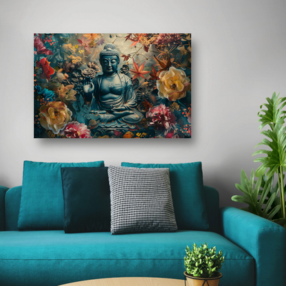 Mediterende Boeddha in Lotus canvas