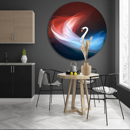 Minimalistische cirkelcompositie in primaire kleuren aluminium muurcirkel