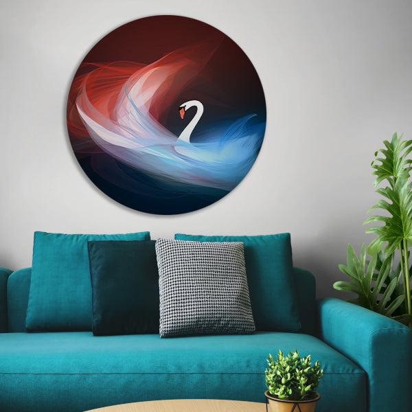 Minimalistische cirkelcompositie in primaire kleuren aluminium muurcirkel