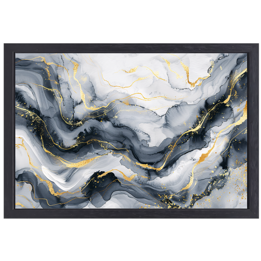 Abstracte Marmeren Pracht met Gouden Aders canvas met baklijst