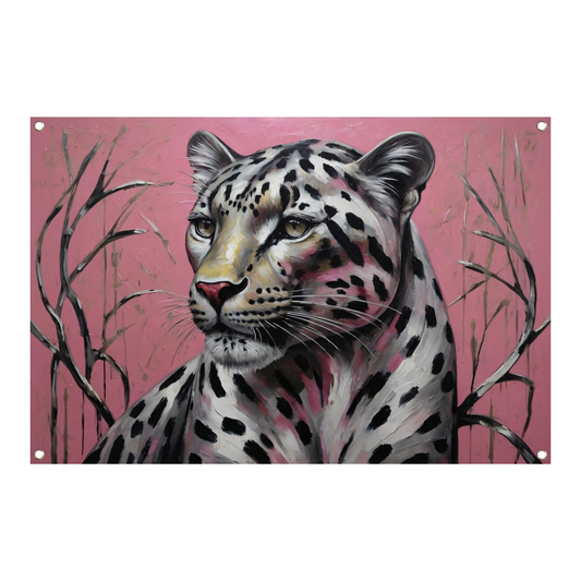 Majestueus Luipaard op Roze Achtergrond tuinposter