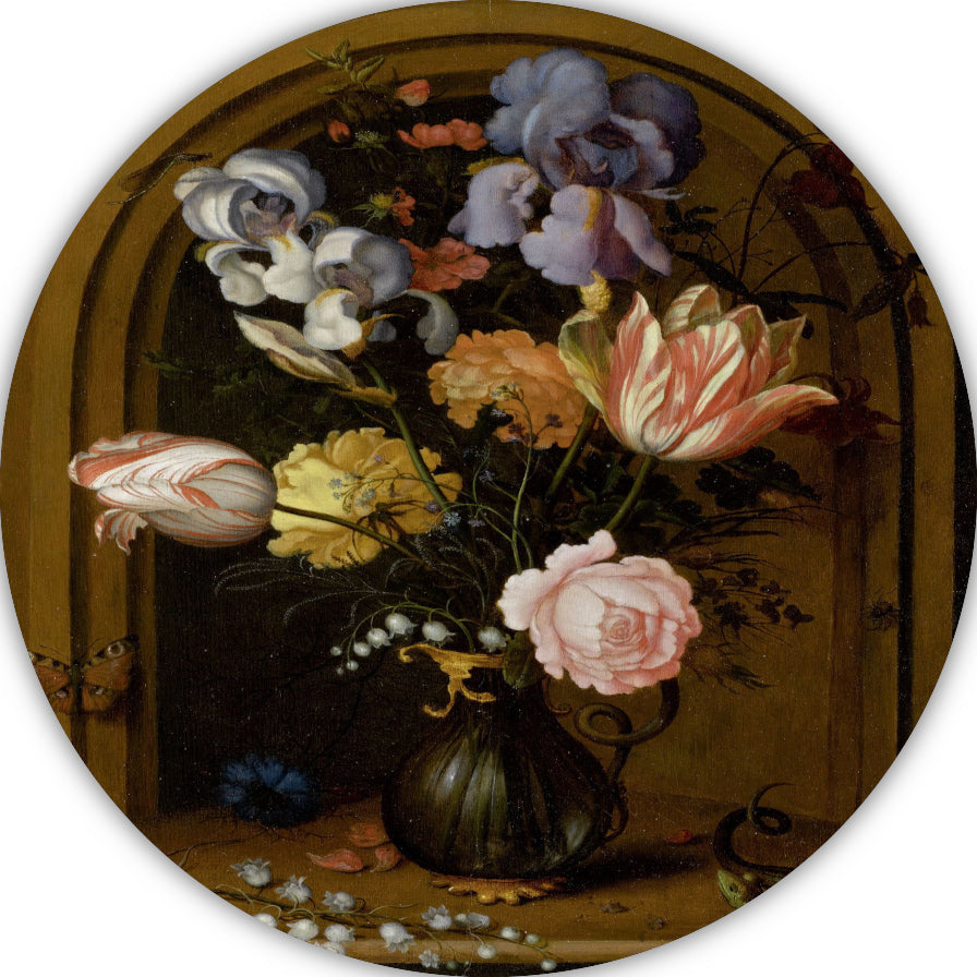 Stilleven in een glazen vaas - Balthasar van der Ast forex muurcirkel