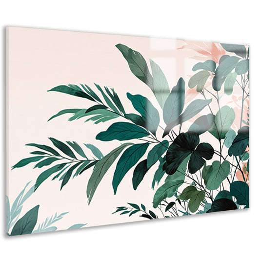 Japandi stijl botanisch kunstwerk met bladeren acrylglas