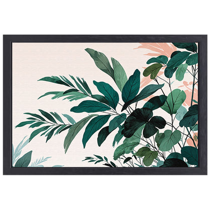 Japandi stijl botanisch kunstwerk met bladeren canvas met baklijst