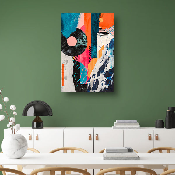 Abstract Kleuren Explosie met Vormen canvas met baklijst