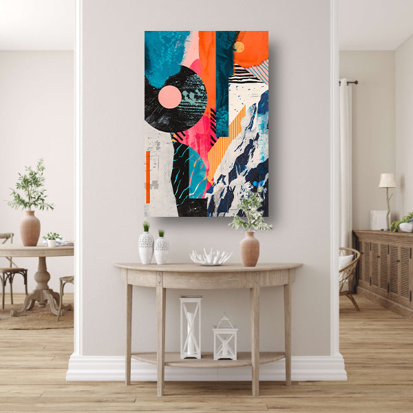 Abstract Kleuren Explosie met Vormen canvas met baklijst