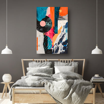 Abstract Kleuren Explosie met Vormen canvas met baklijst