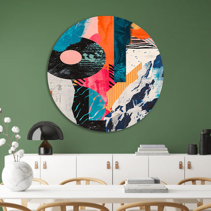 Abstract Kleuren Explosie met Vormen aluminium muurcirkel