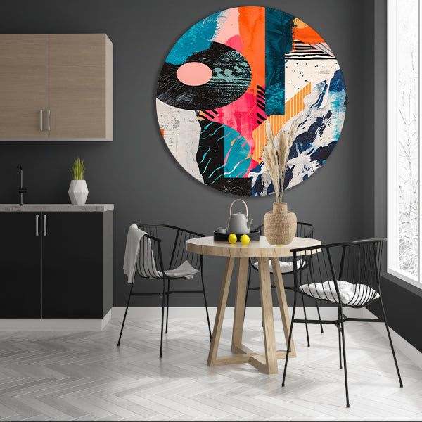 Abstract Kleuren Explosie met Vormen aluminium muurcirkel