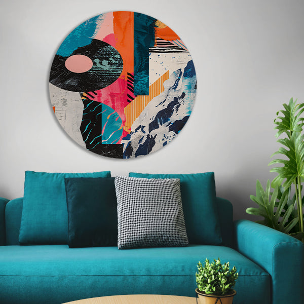 Abstract Kleuren Explosie met Vormen forex muurcirkel