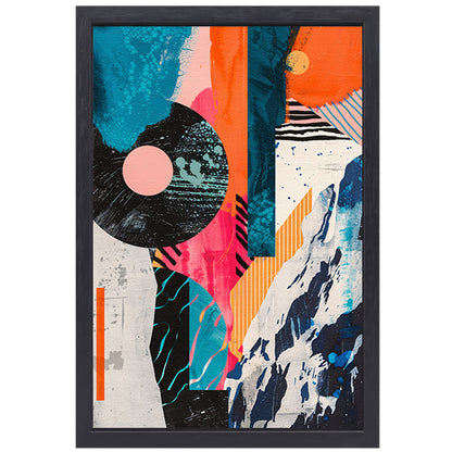 Abstract Kleuren Explosie met Vormen canvas met baklijst