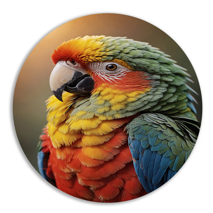 Kleurrijke papegaai bij zonsondergang forex muurcirkel