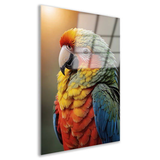 Kleurrijke papegaai bij zonsondergang acrylglas