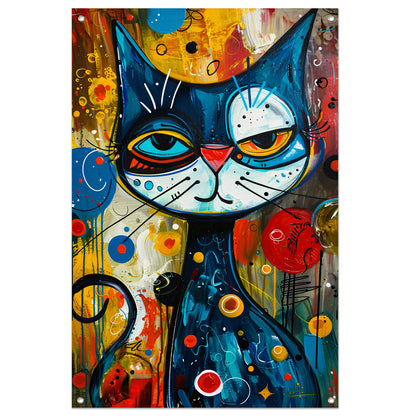Kleurrijk Popart Schilderij van een Kat tuinposter