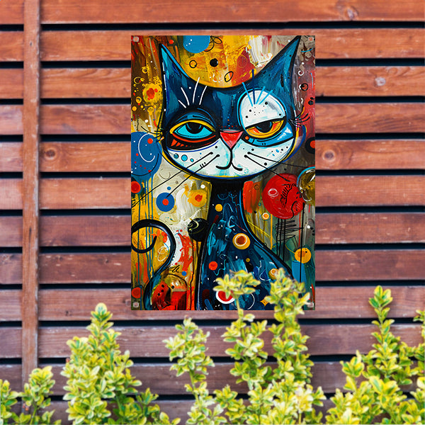 Kleurrijk Popart Schilderij van een Kat tuinposter