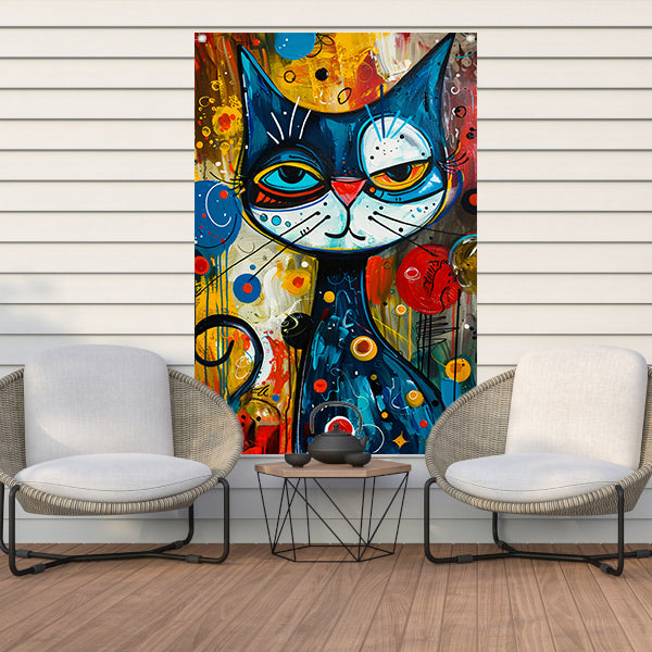 Kleurrijk Popart Schilderij van een Kat tuinposter