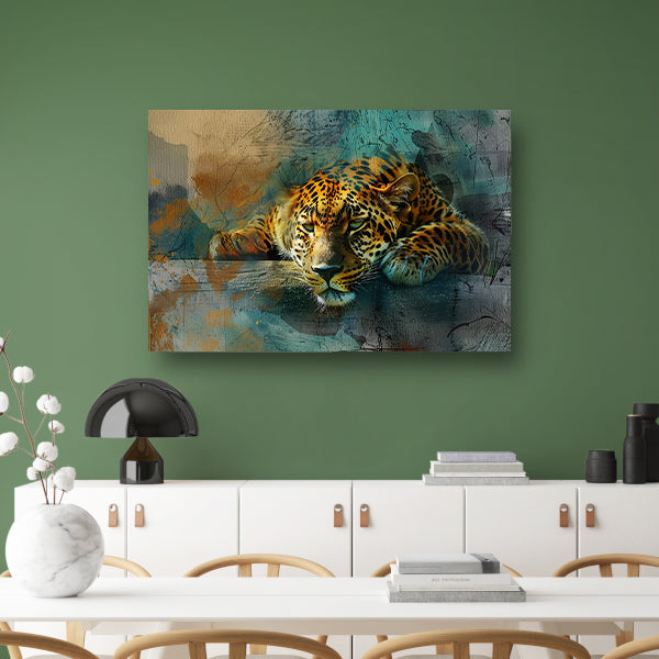 Surrealistische levendige luipaard kunst acrylglas