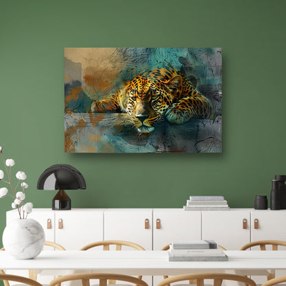 Surrealistische levendige luipaard kunst acrylglas