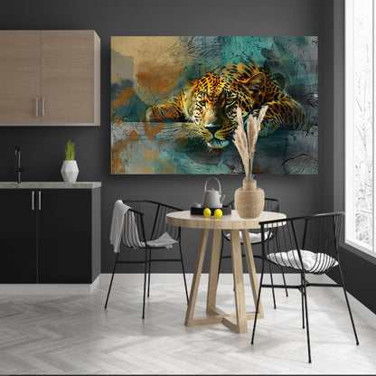 Surrealistische levendige luipaard kunst acrylglas