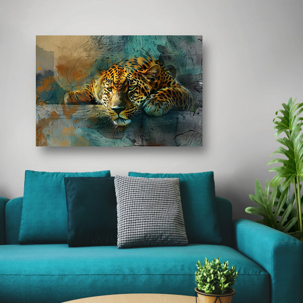 Surrealistische levendige luipaard kunst acrylglas