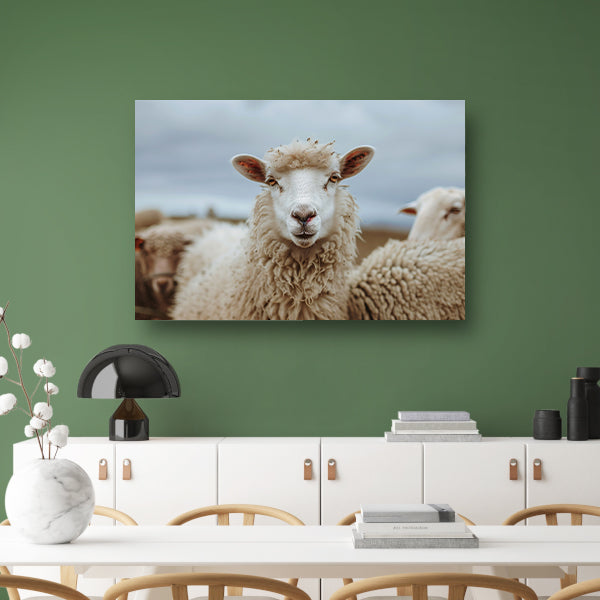 Schaap centraal in een rustige kudde canvas