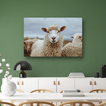 Schaap centraal in een rustige kudde acrylglas