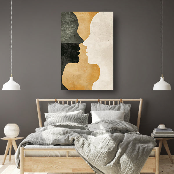 Abstracte silhouetten in harmonieuze contrasten canvas