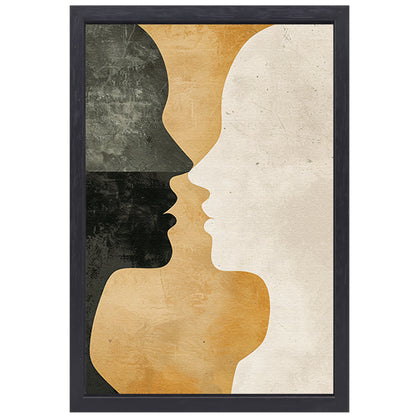 Abstracte silhouetten in harmonieuze contrasten canvas met baklijst