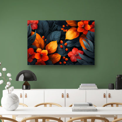 Moderne Dans van Oranje en Rode Bloemen canvas