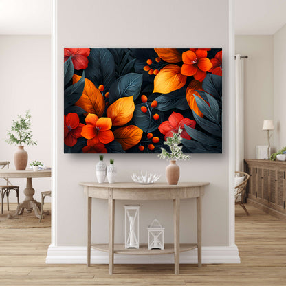 Moderne Dans van Oranje en Rode Bloemen canvas