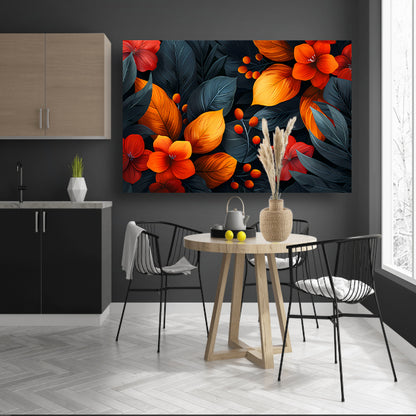 Moderne Dans van Oranje en Rode Bloemen canvas