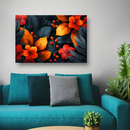 Moderne Dans van Oranje en Rode Bloemen canvas