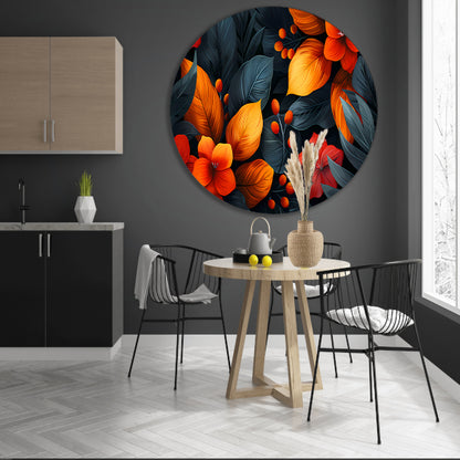 Moderne Dans van Oranje en Rode Bloemen forex muurcirkel