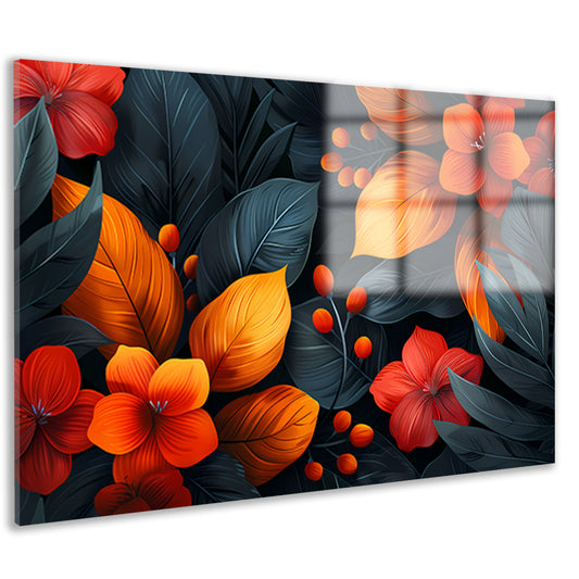Moderne Dans van Oranje en Rode Bloemen acrylglas
