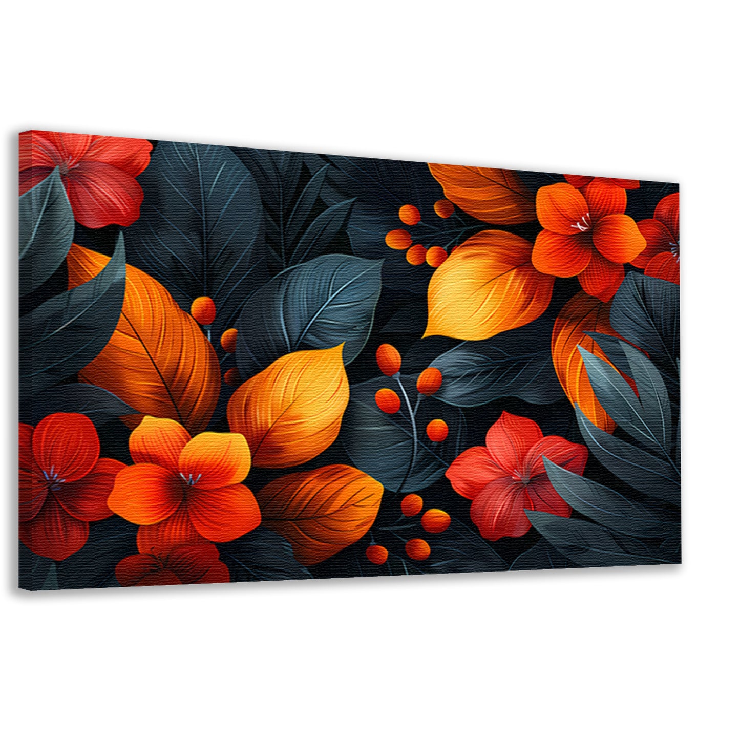 Moderne Dans van Oranje en Rode Bloemen canvas