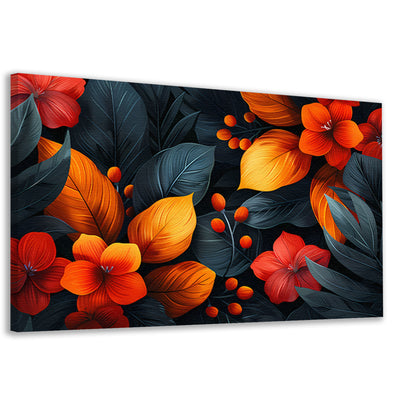 Moderne Dans van Oranje en Rode Bloemen canvas