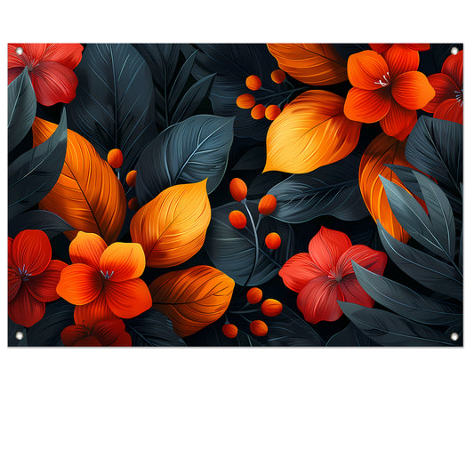 Moderne Dans van Oranje en Rode Bloemen tuinposter