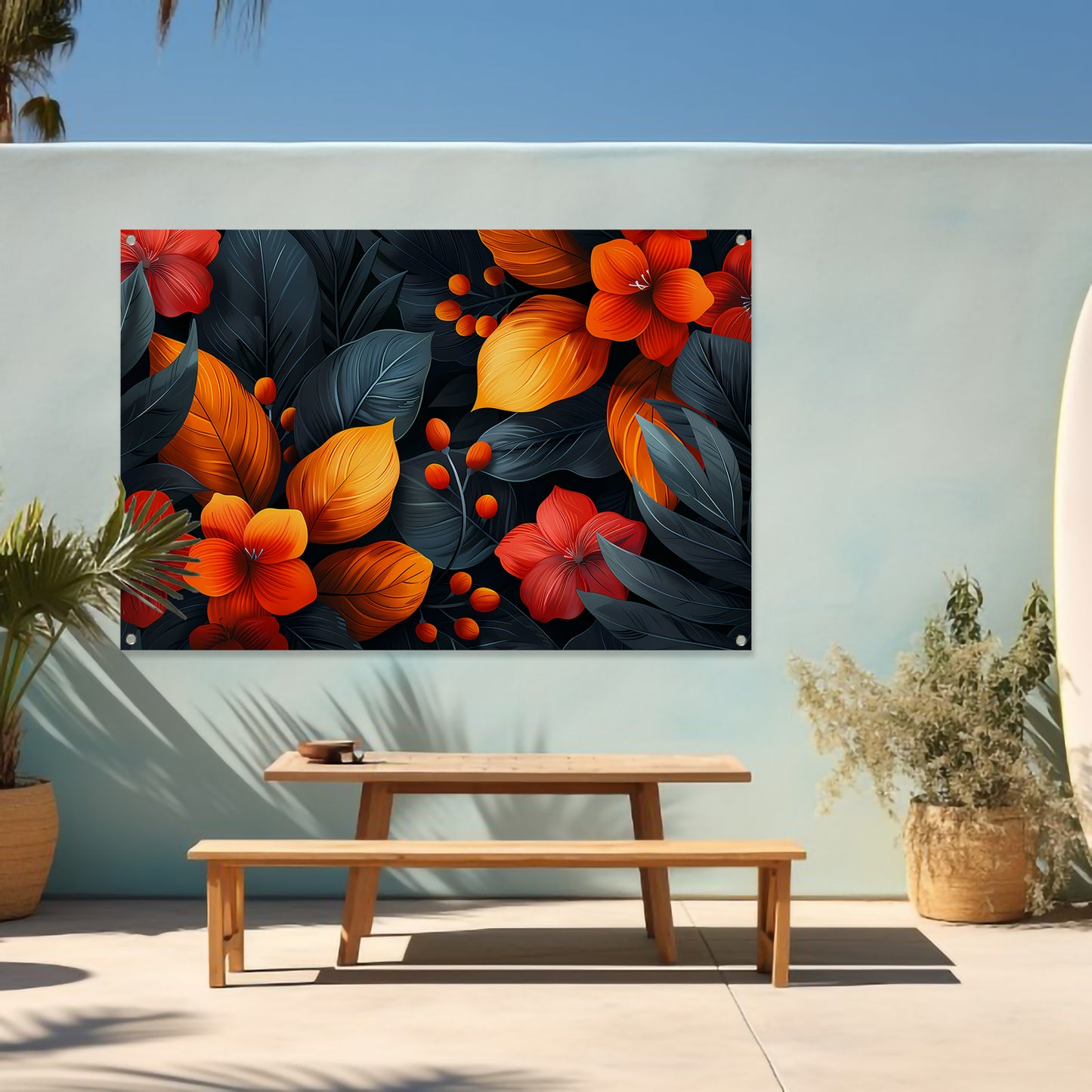 Moderne Dans van Oranje en Rode Bloemen tuinposter