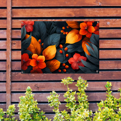 Moderne Dans van Oranje en Rode Bloemen tuinposter