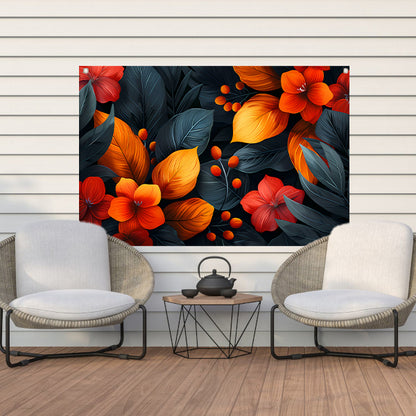 Moderne Dans van Oranje en Rode Bloemen tuinposter