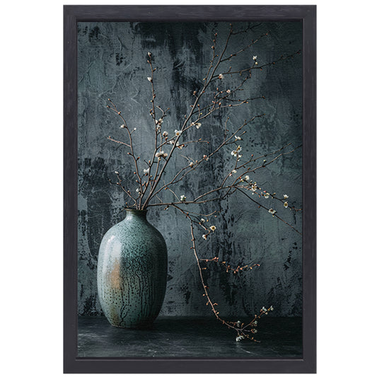Stilleven met Takken in Keramische Vaas canvas met baklijst