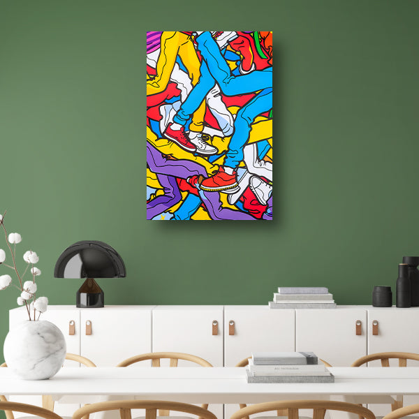 Kleurrijke benen en schoenen in abstracte stijl canvas