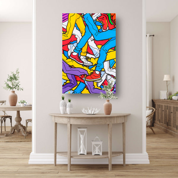 Kleurrijke benen en schoenen in abstracte stijl canvas