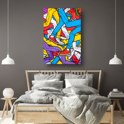 Kleurrijke benen en schoenen in abstracte stijl canvas