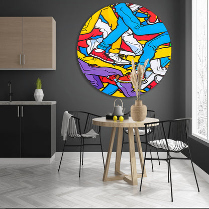 Kleurrijke benen en schoenen in abstracte stijl forex muurcirkel