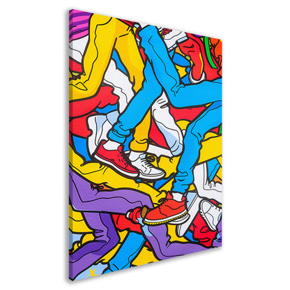 Kleurrijke benen en schoenen in abstracte stijl canvas