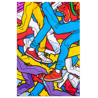 Kleurrijke benen en schoenen in abstracte stijl tuinposter