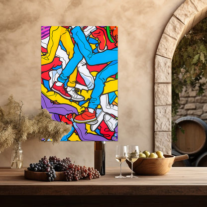 Kleurrijke benen en schoenen in abstracte stijl tuinposter