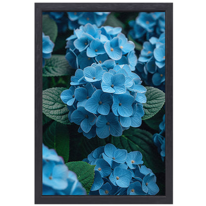Blauwe bloemen in de tuin canvas met baklijst